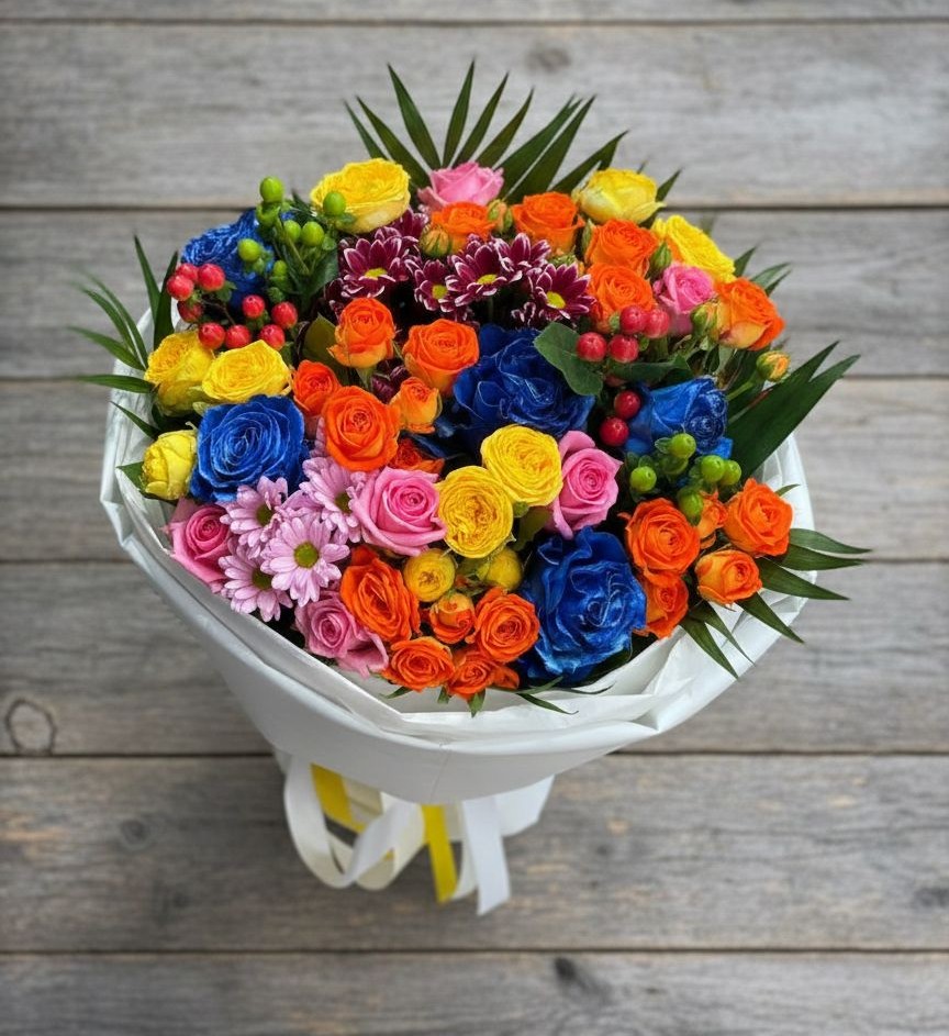 Букет цветов из: Розы и Хризантемы в Солманово