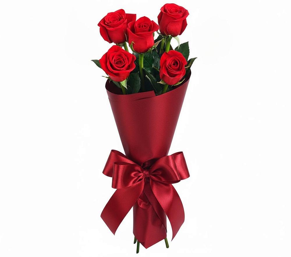 Букет 5 Красных роз Эдлесс Лав в Солманово