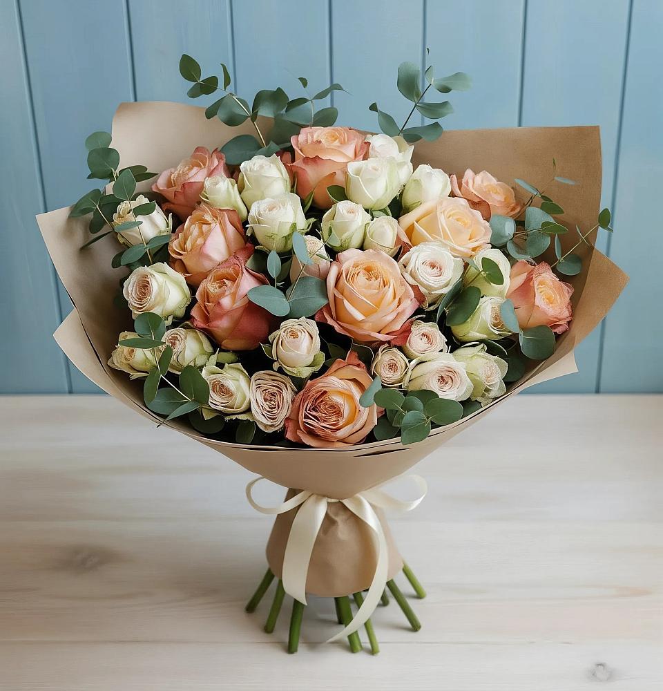 Букет цветов из: Альстромерии и Розы в Солманово