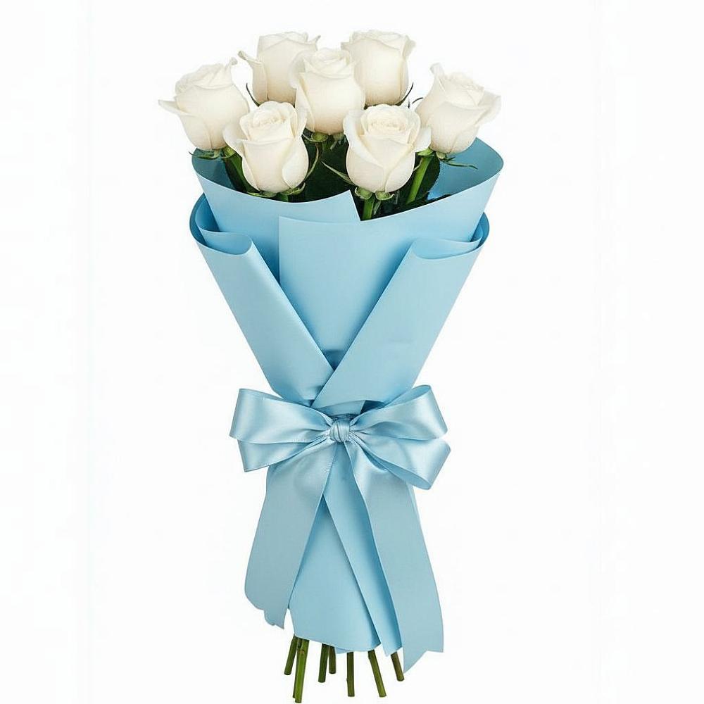 Букет 7 белых роз Проуд в Солманово