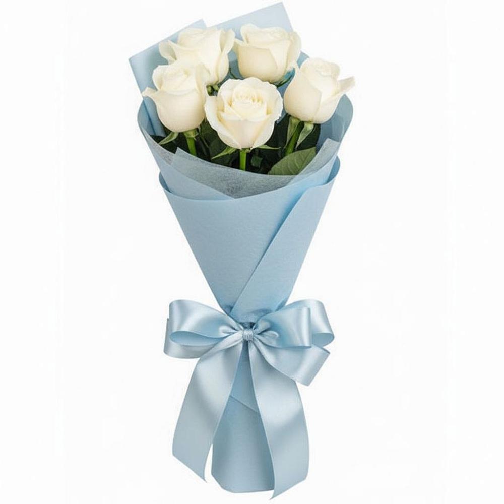 Букет 5 Белых роз Проуд в Солманово