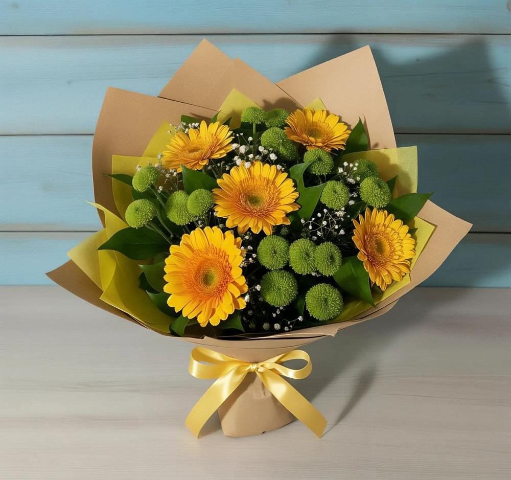 Букет цветов из: Герберы и Хризантемы в Солманово