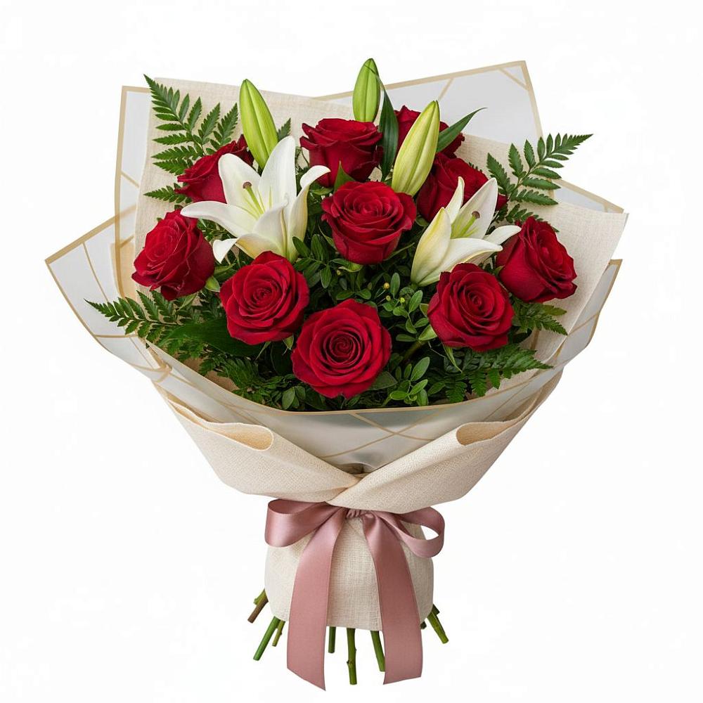 Букет цветов из: Лилии и Розы в Солманово