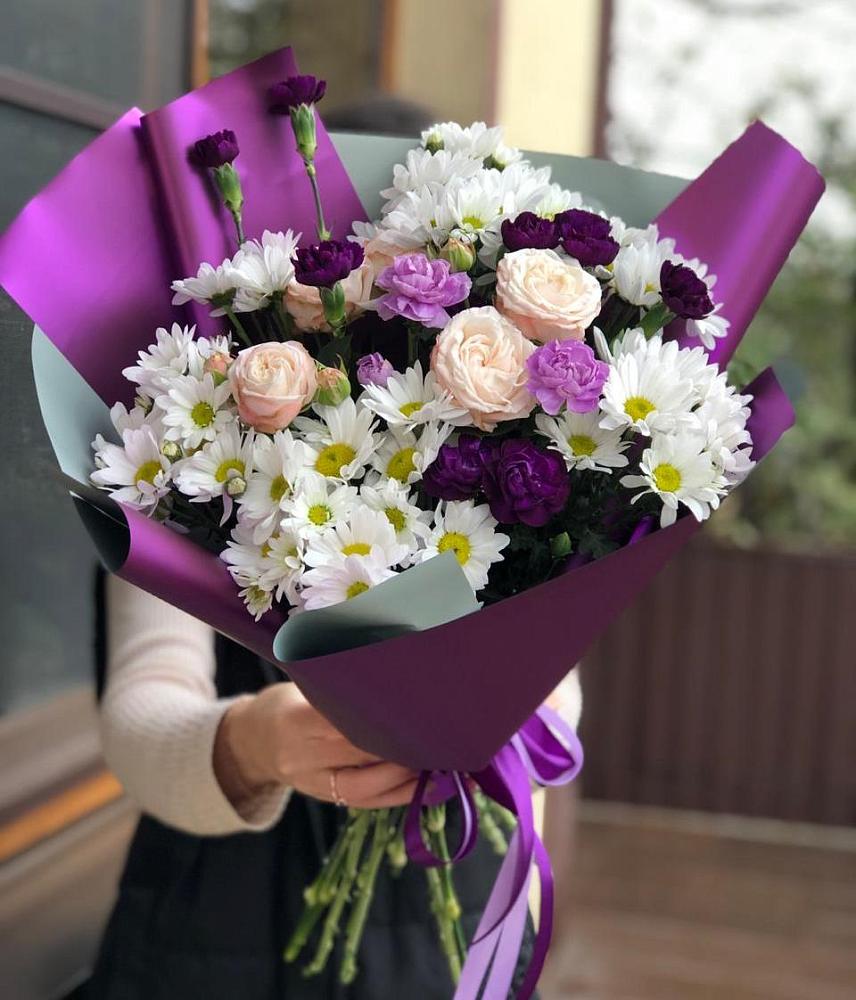 Букет цветов из: Хризантемы, Гвоздики и Розы в Солманово