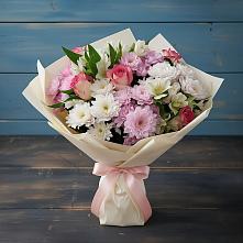 Букет цветов из:  Хризантемы, Альстромерии и Розы в Солманово