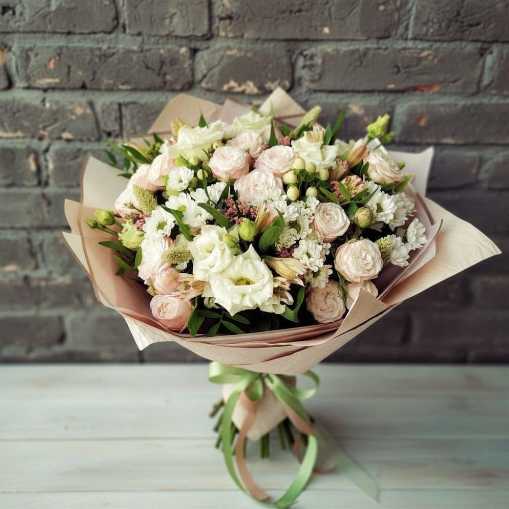 Букет цветов из: Альстромерии, Розы и Хризантемы в Солманово