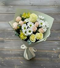 Букет цветов из:  Альстромерии, Розы и Хризантемы в Солманово
