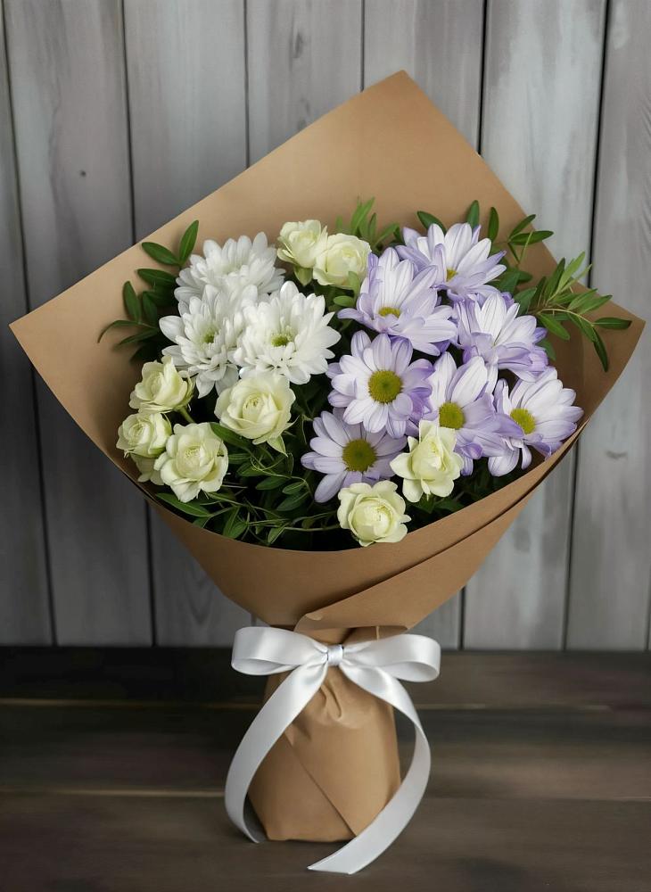 Букет цветов из: Хризантемы и Розы в Солманово